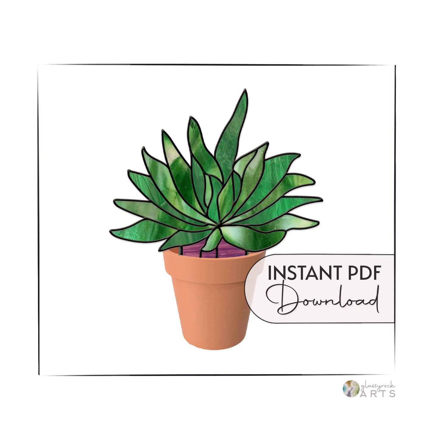 Gasteria Succulent Plant Stem Stained Glass Pattern