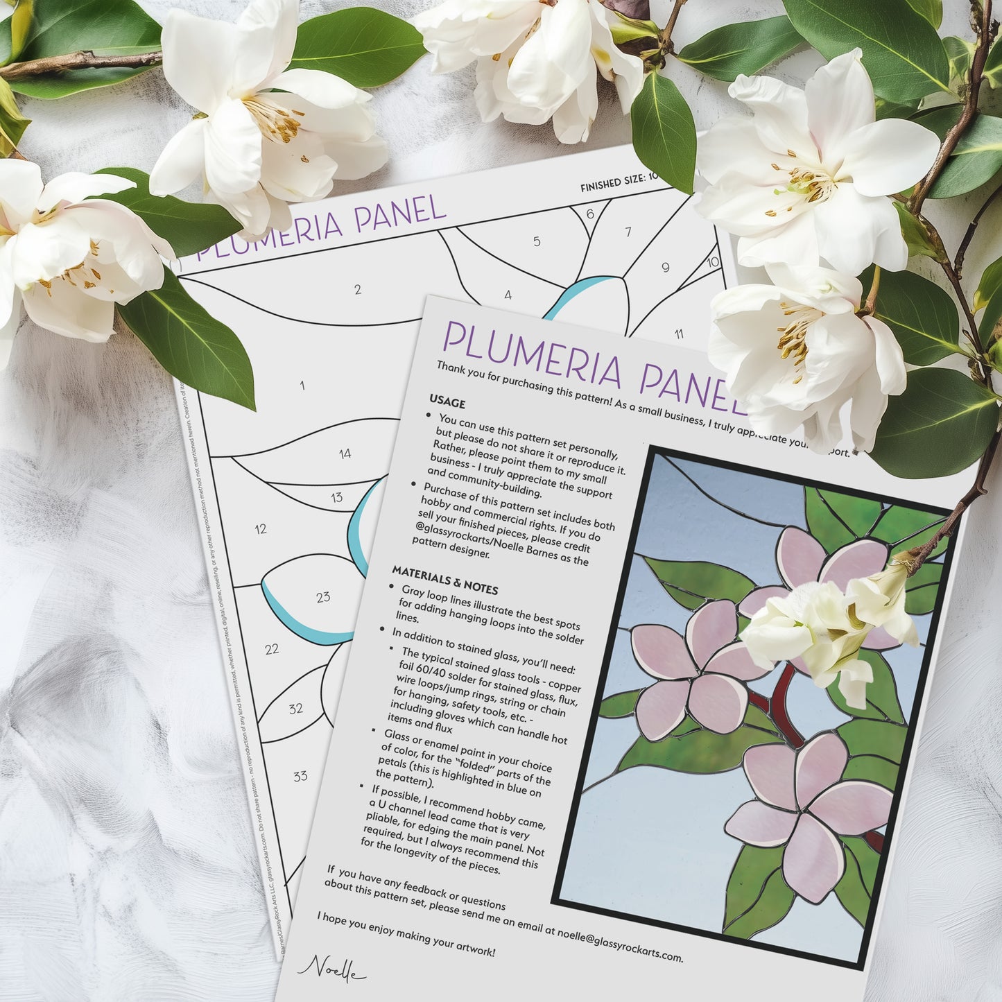 Plumeria Stained Glass Pattern