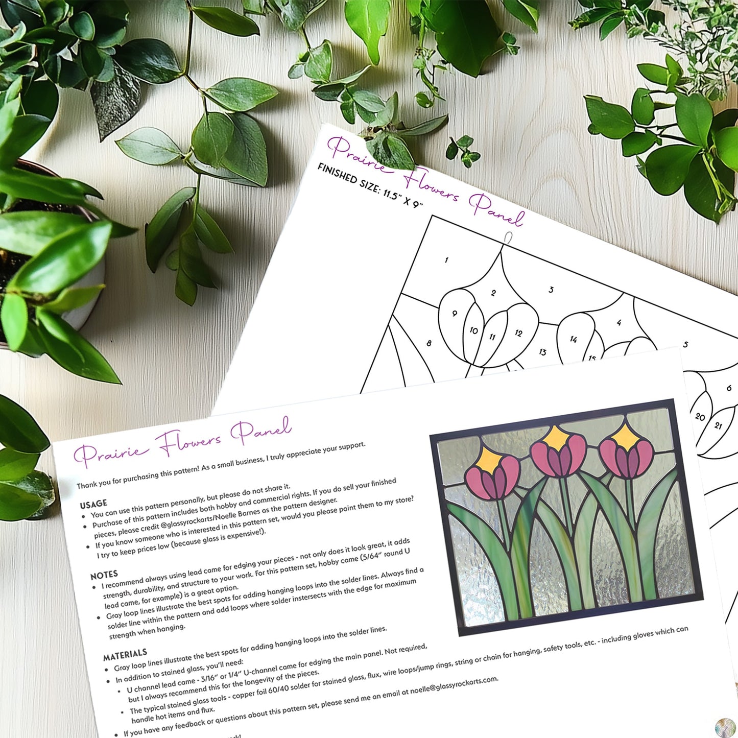 Prairie Stained Glass Flowers Stained Glass Pattern