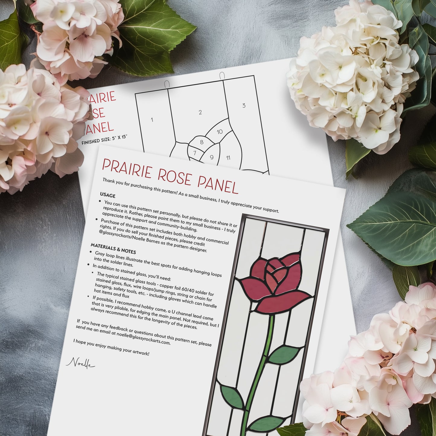 Prairie Rose Stained Glass Pattern