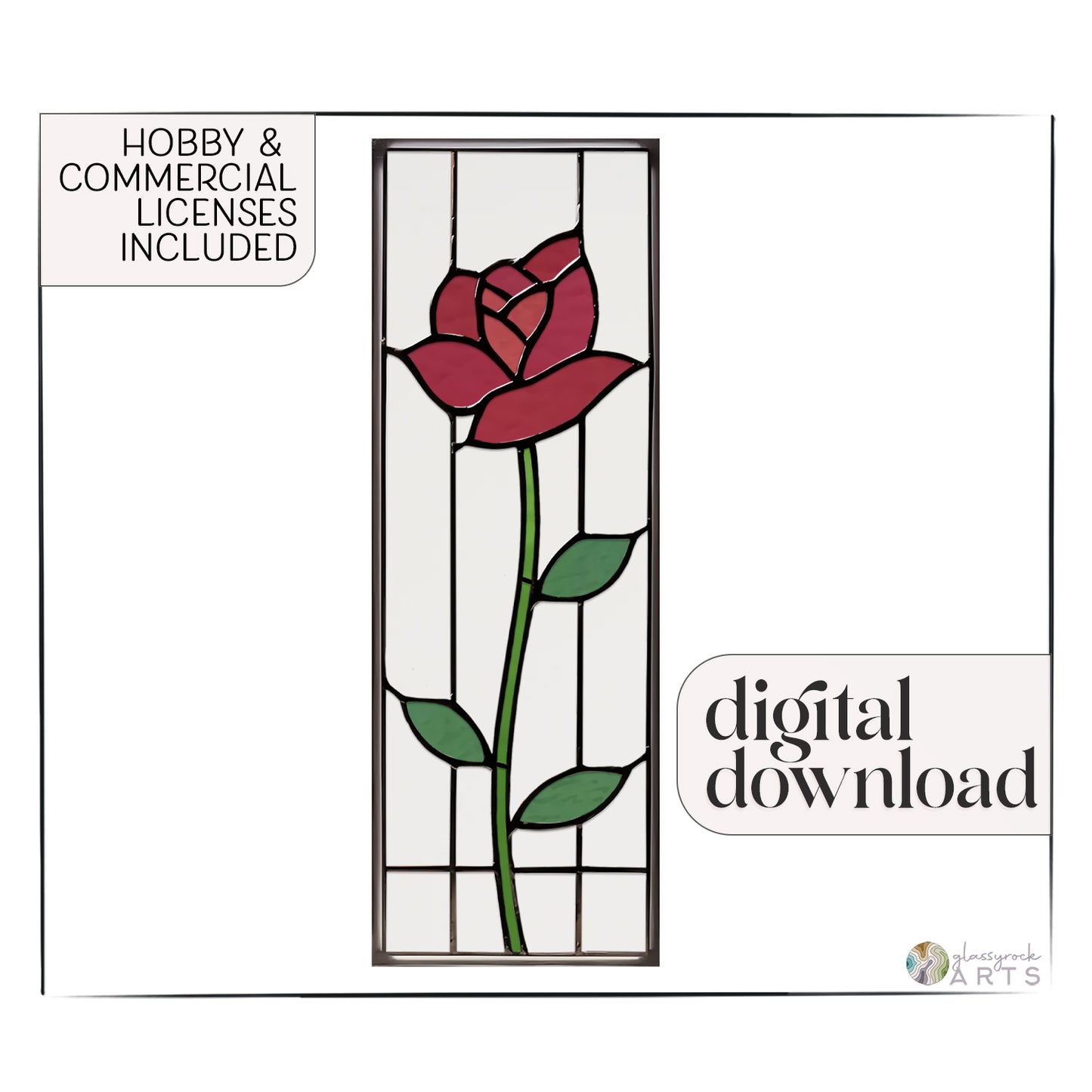 Prairie Rose Stained Glass Pattern