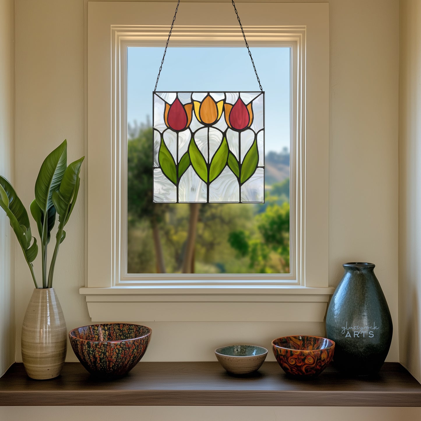 Spring Tulips Prairie Stained Glass Pattern