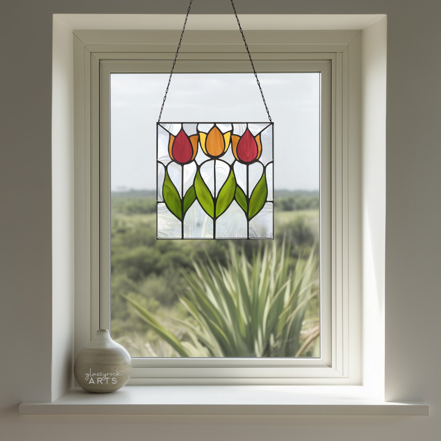 Spring Tulips Prairie Stained Glass Pattern