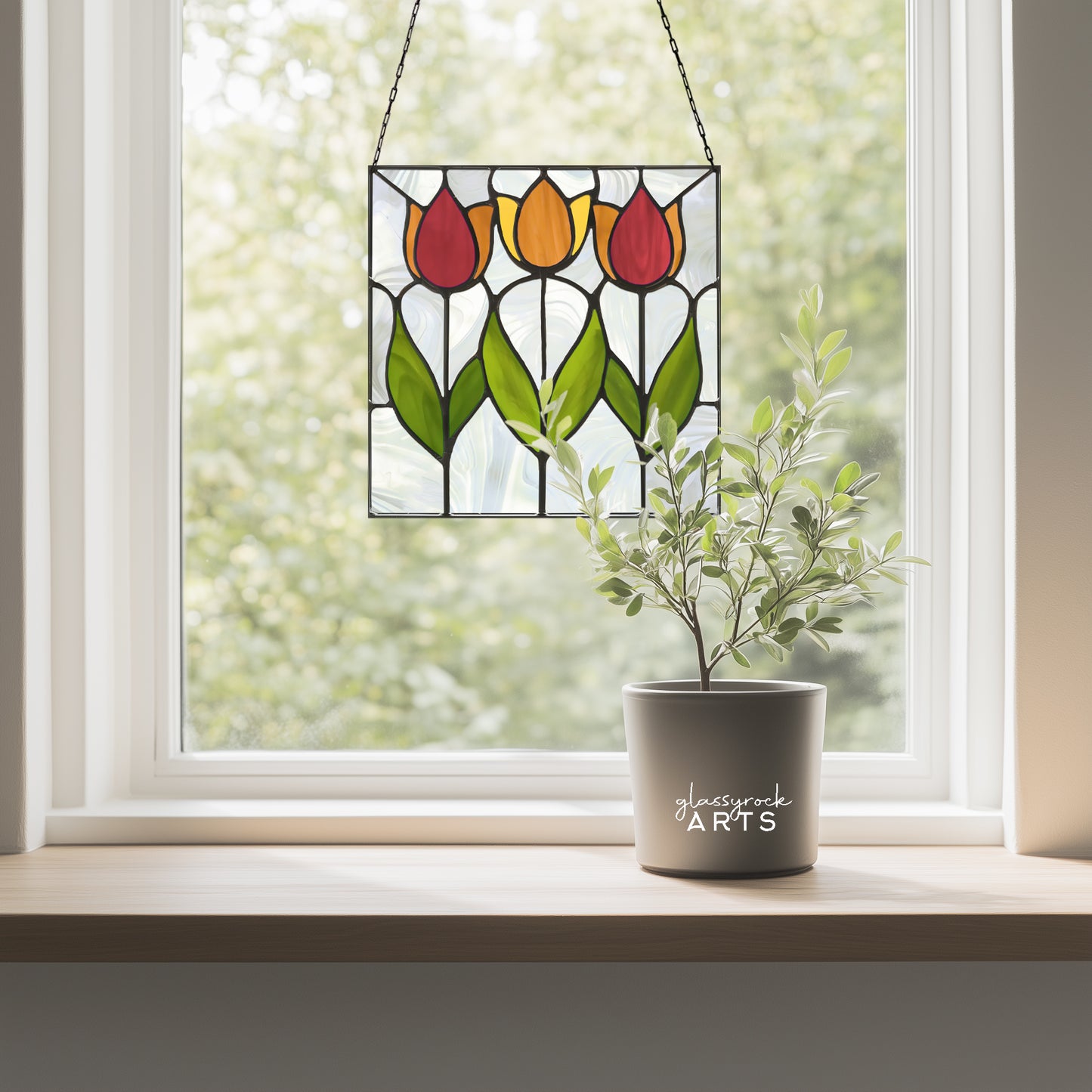 Spring Tulips Prairie Stained Glass Pattern