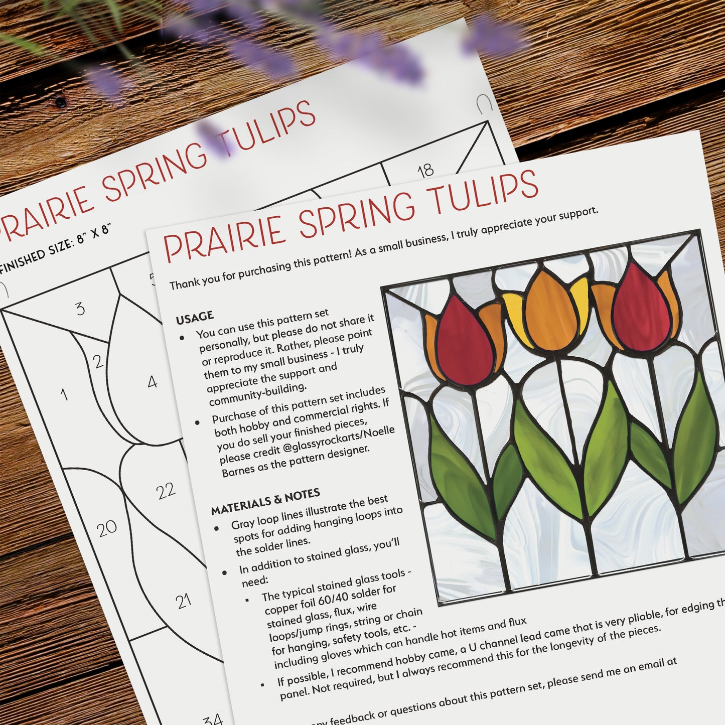 Spring Tulips Prairie Stained Glass Pattern