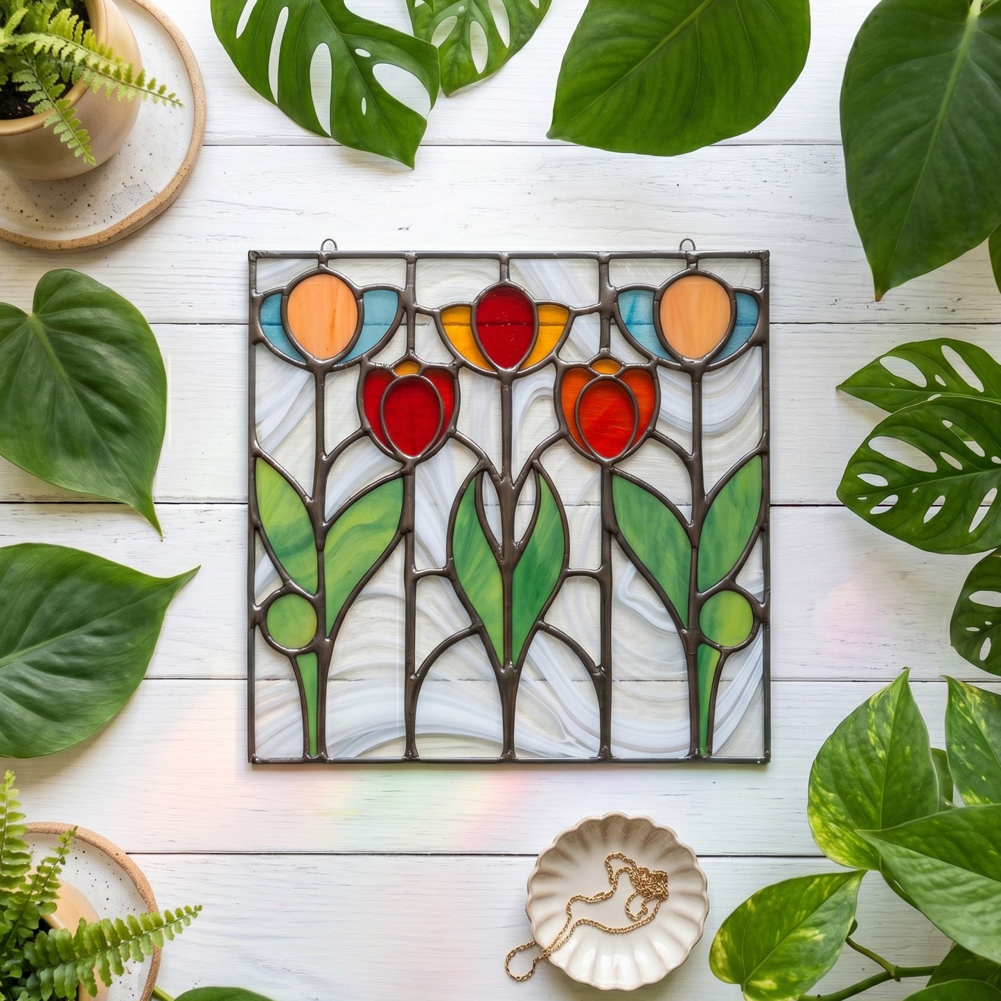 Prairie Tulips Stained Glass Flowers Pattern