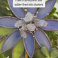 Handmade Stained Glass Flower Plant Stake with Crystals - Blue & Green