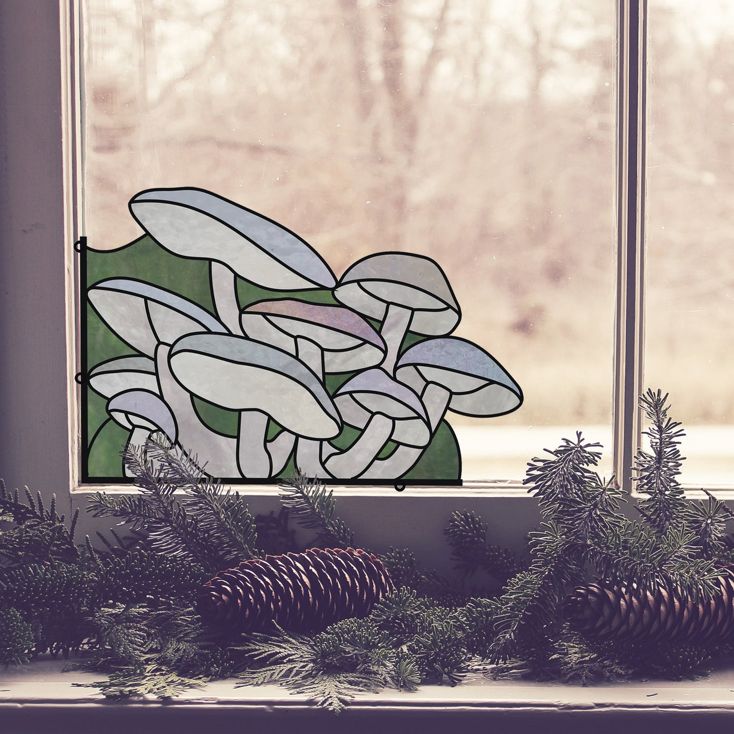 Mushroom Corner Stained Glass Pattern