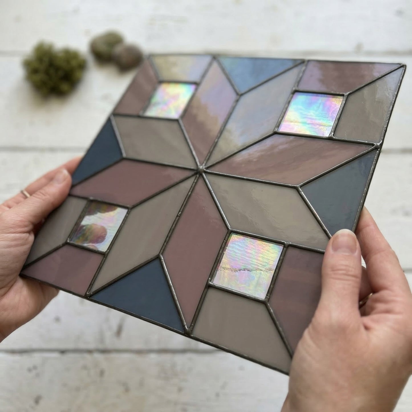 Geometric Stained Glass Cross Pattern