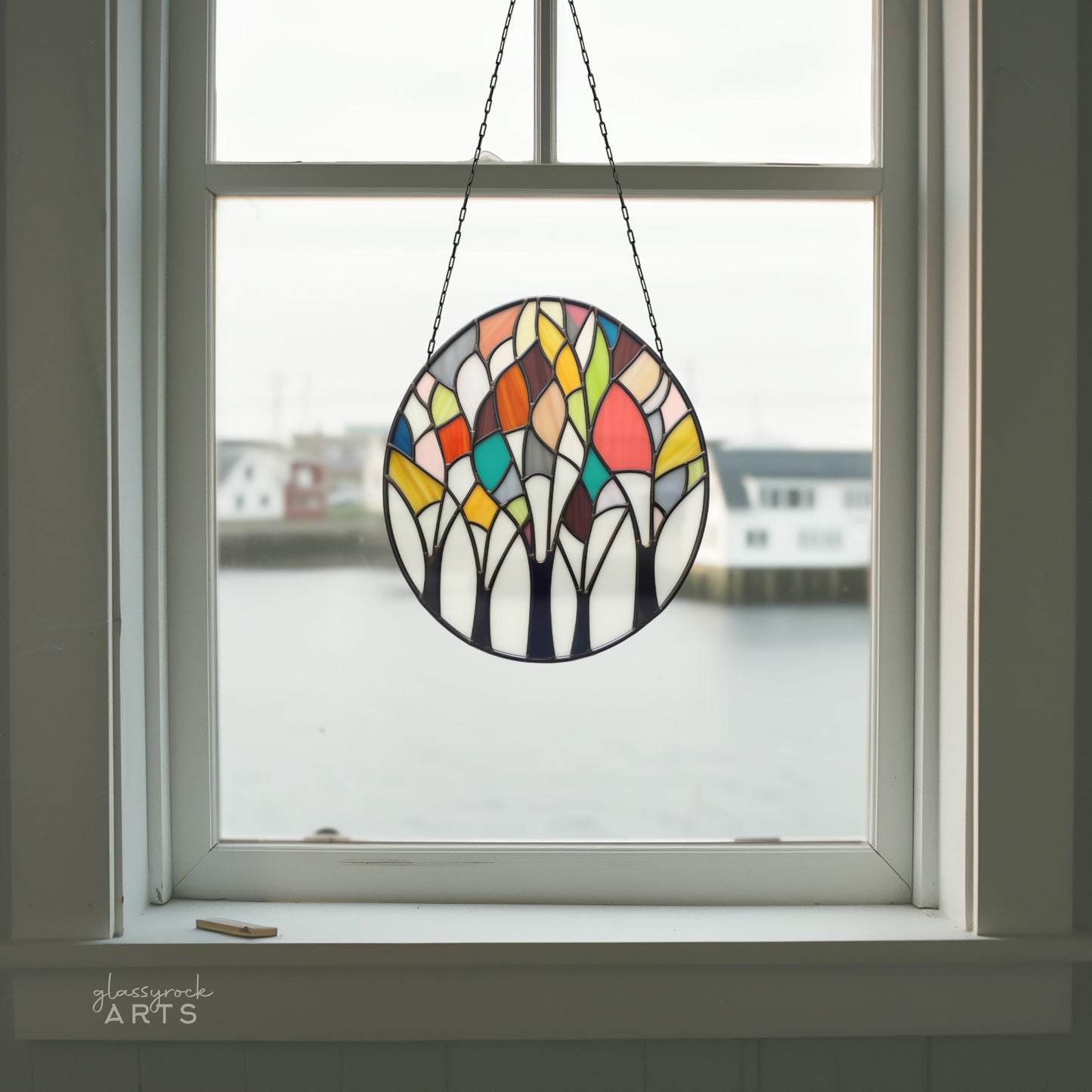 A picture of the Abstract Forest Stained Glass Landscape Pattern from GlassyRock Arts.