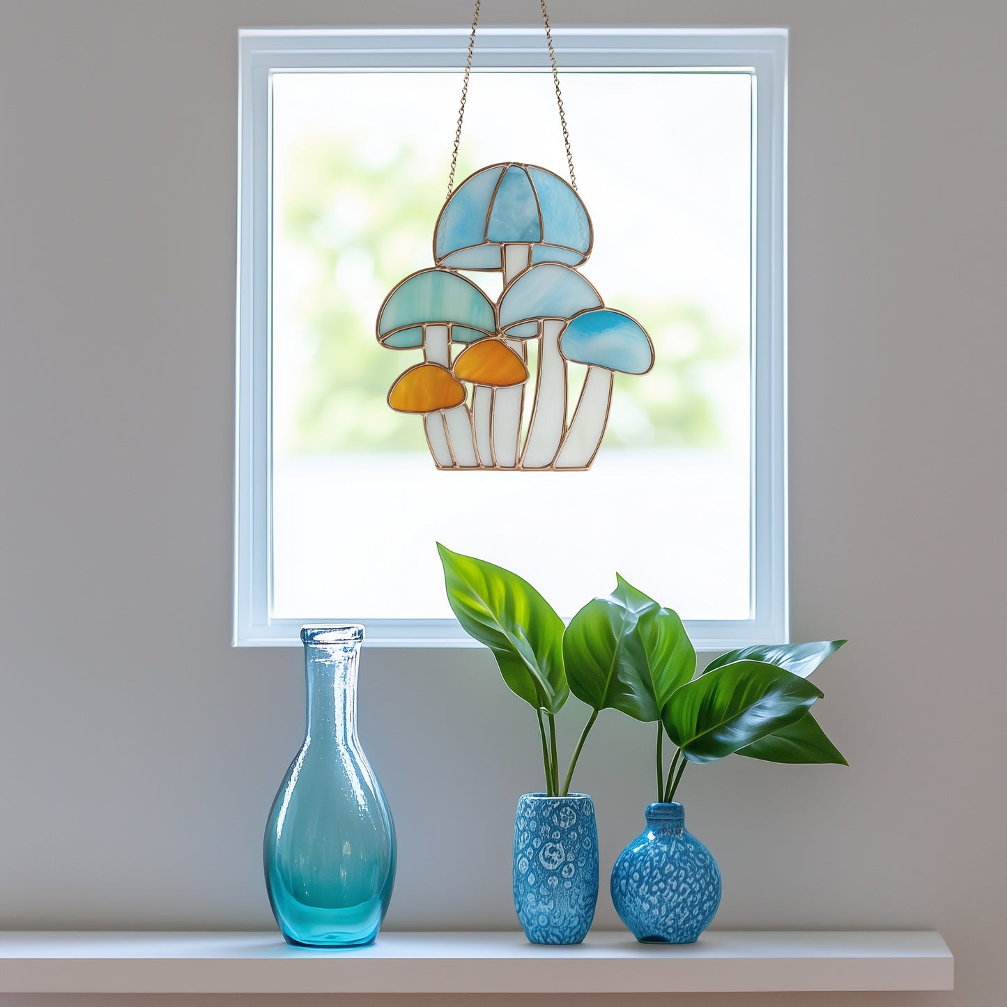 Rainbow Mushroom Troop Stained Glass Pattern and PNG