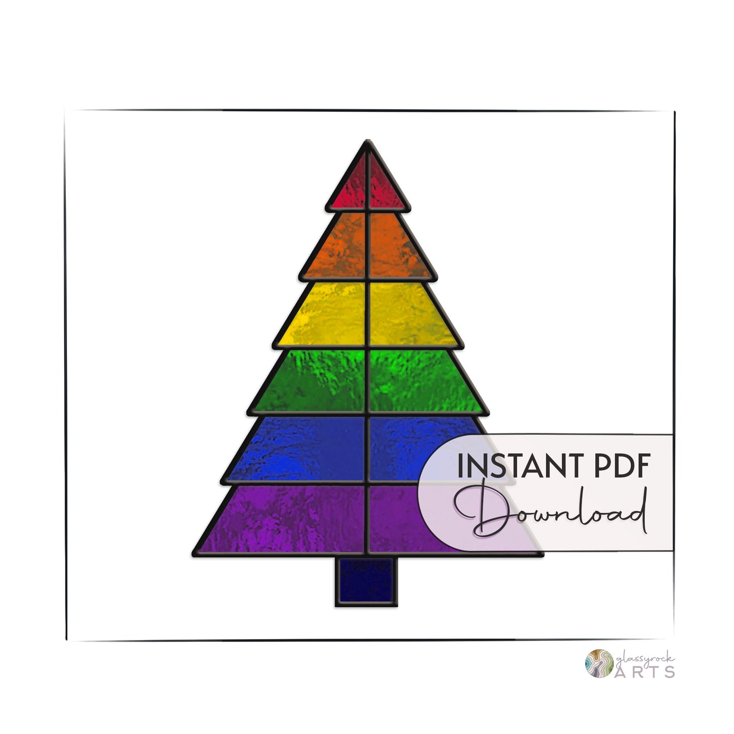 Beginner Christmas Tree Rainbow Stained Glass Pattern