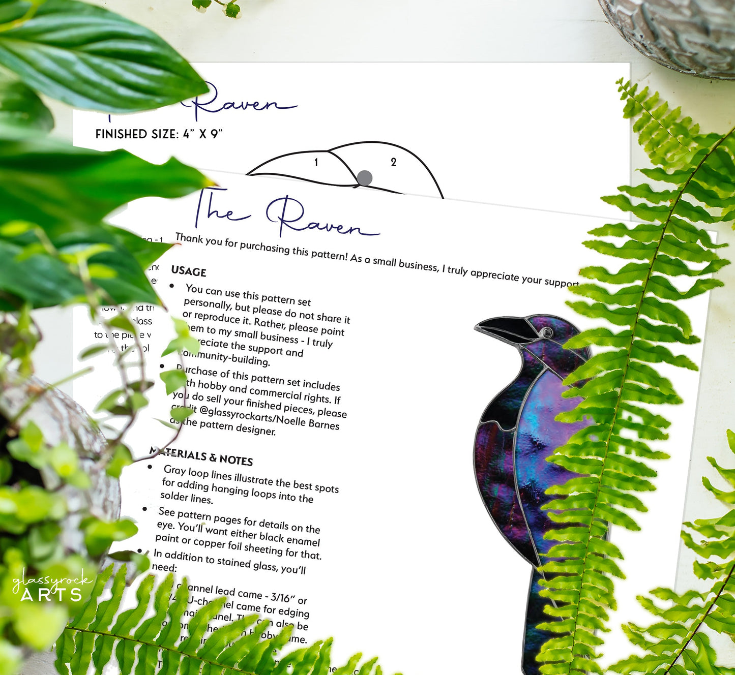 Raven Stained Glass Pattern