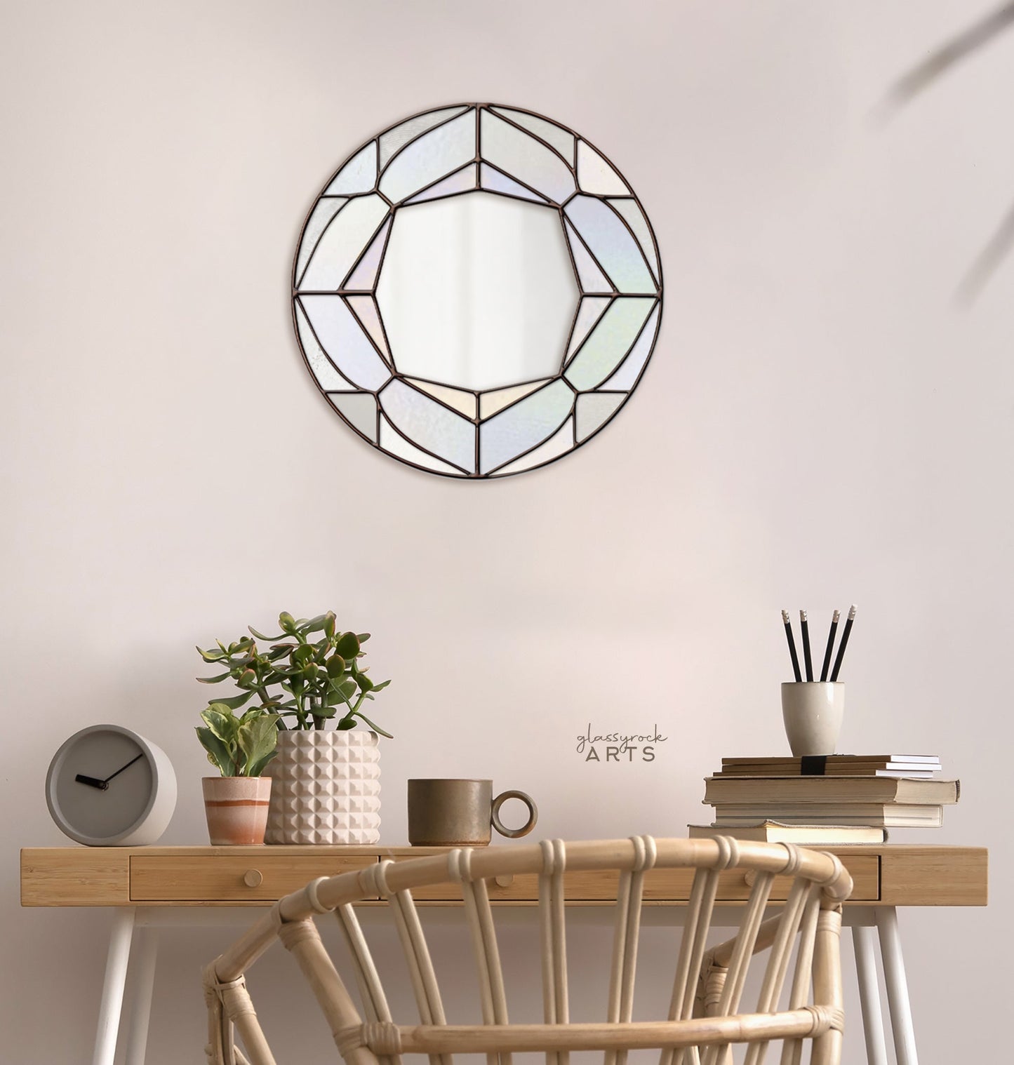 Round Diamond Mirror Stained Glass Pattern