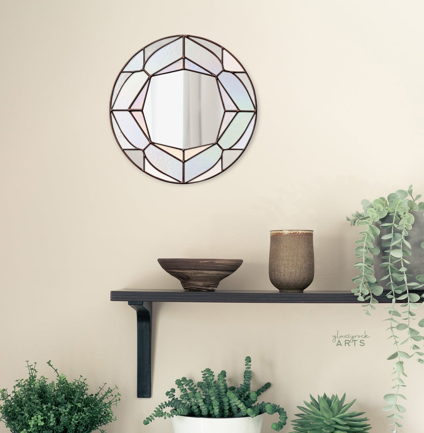 Round Diamond Mirror Stained Glass Pattern