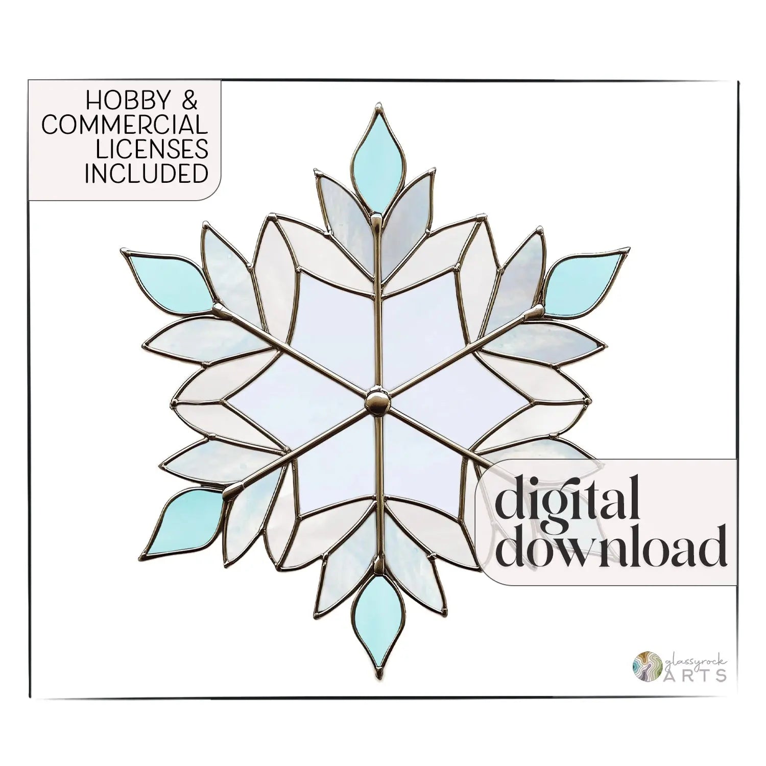Beautiful Snowflake Stained Glass Pattern - GlassyRock Arts beautiful-snowflake-stained-glass-pattern-glassyrock-arts