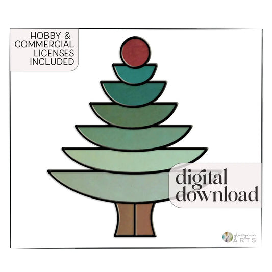 Christmas Tree Stained Glass Pattern (Scallop)