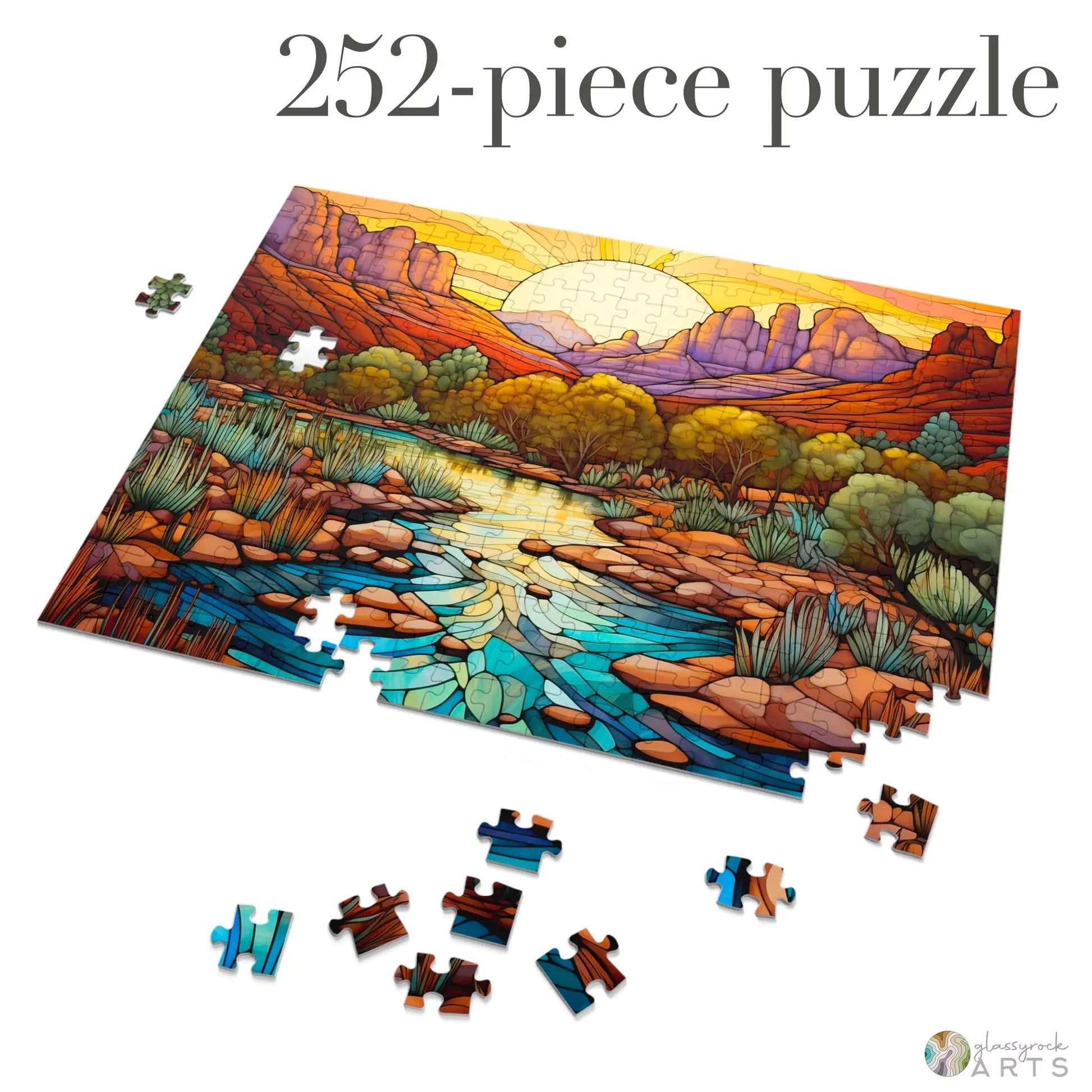 A picture of the Sedona Arizona Stained Glass Jigsaw Puzzle from GlassyRock Arts.