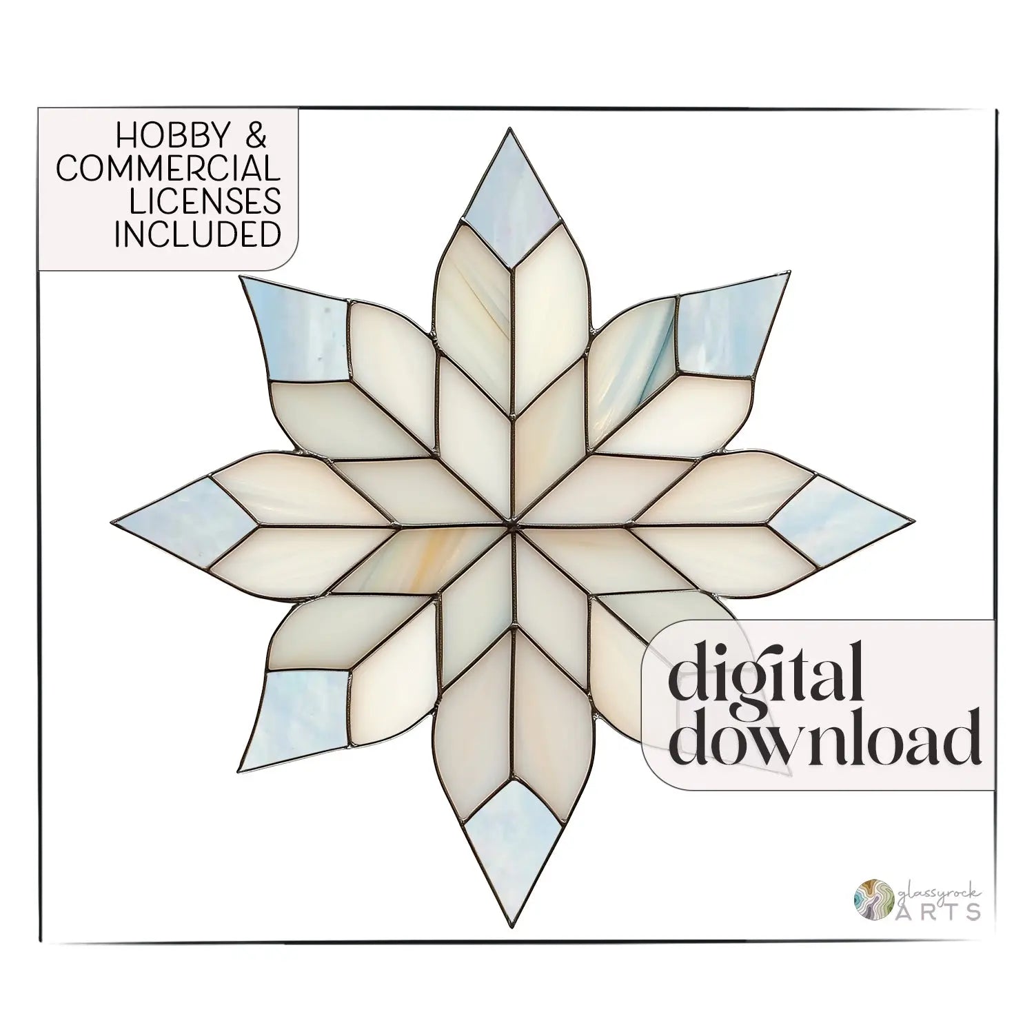 Lovely Snowflake Stained Glass Pattern - GlassyRock Arts lovely-snowflake-stained-glass-pattern-glassyrock-arts