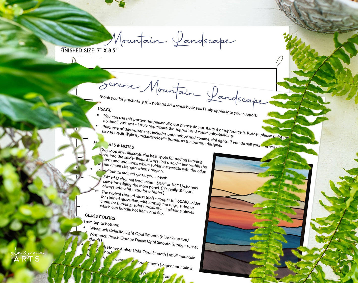 Mountain Landscape Stained Glass Pattern