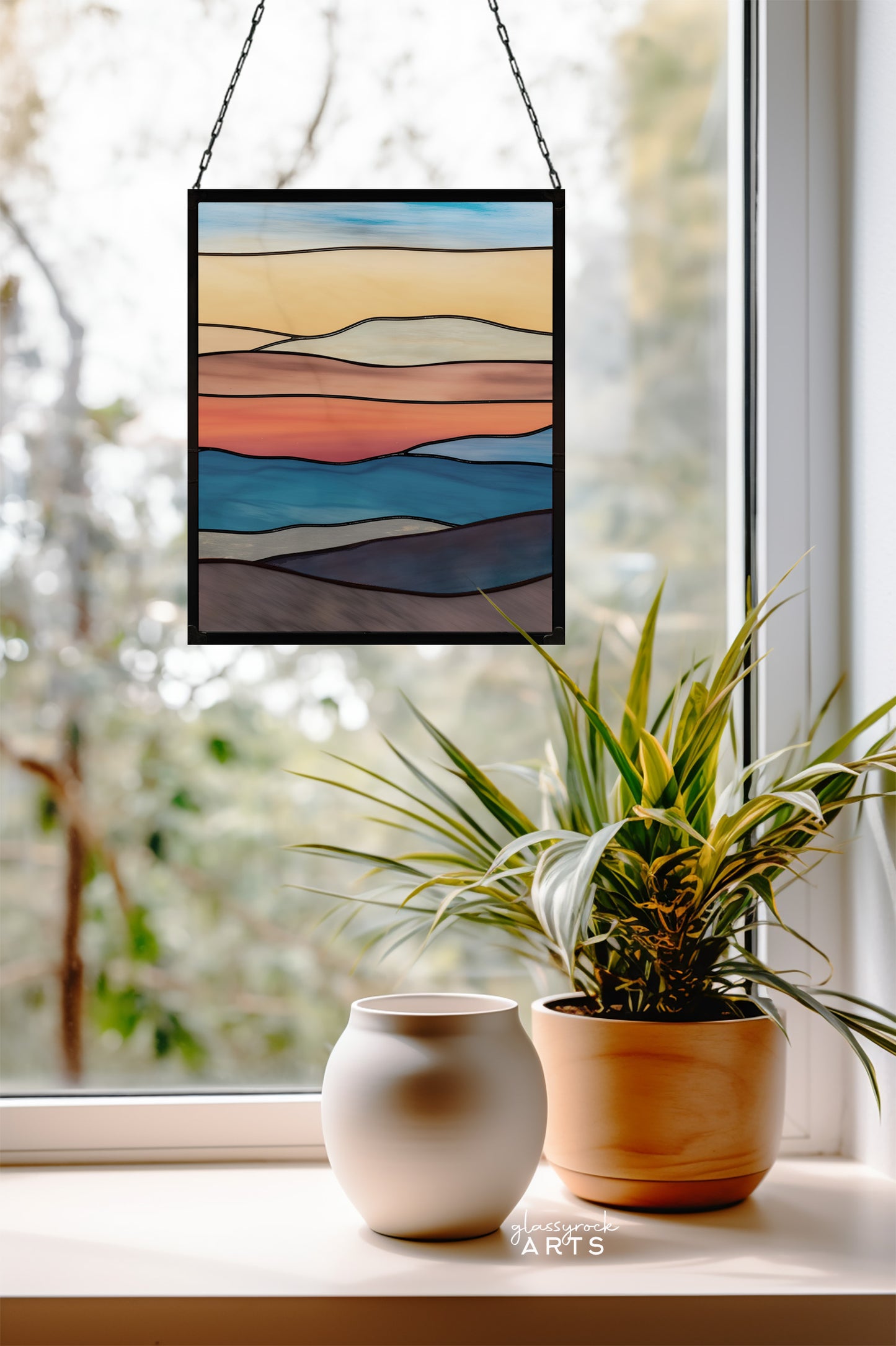 Mountain Landscape Stained Glass Pattern