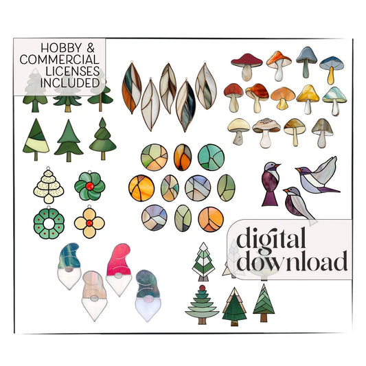 Christmas Ornaments Stained Glass Pattern Bundle