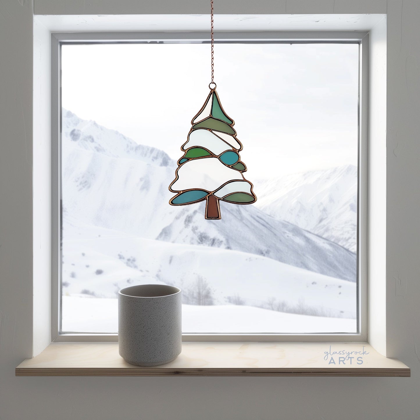 Snowy Tree Stained Glass Pattern