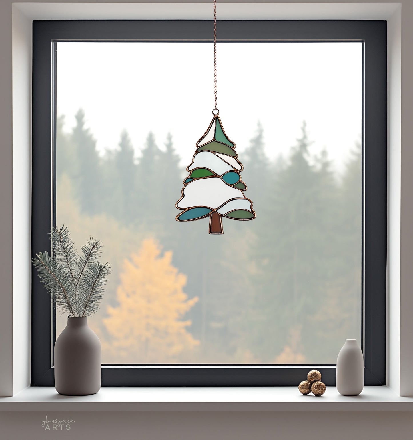 Snowy Tree Stained Glass Pattern
