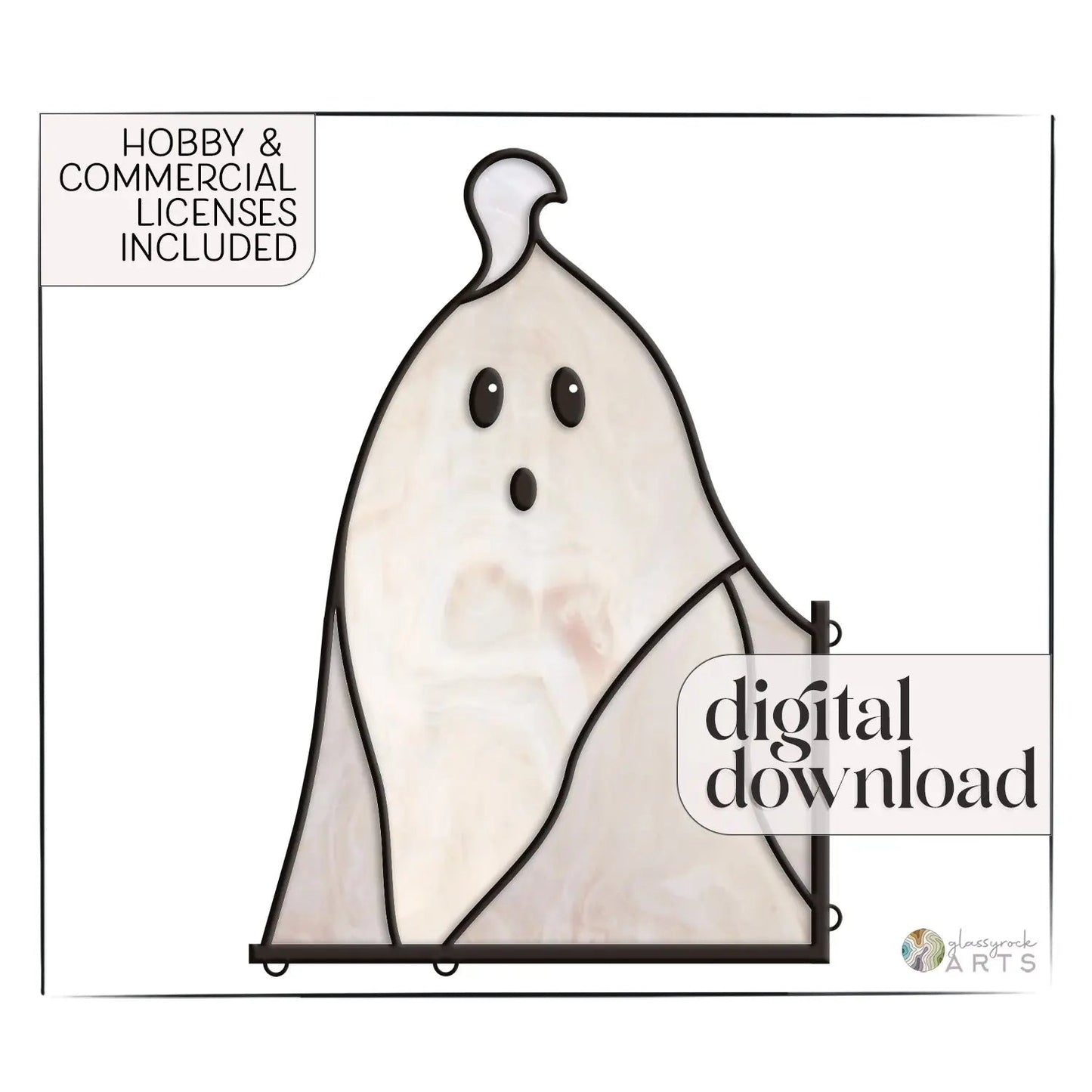 Spooked Ghost Halloween Stained Glass Pattern