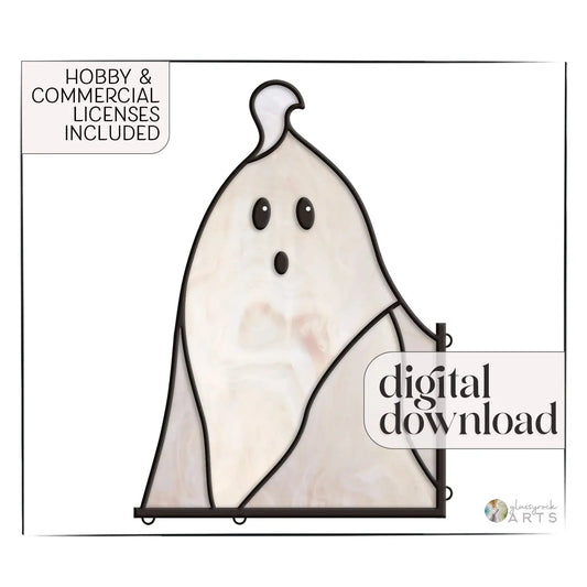 Spooked Ghost Halloween Stained Glass Pattern