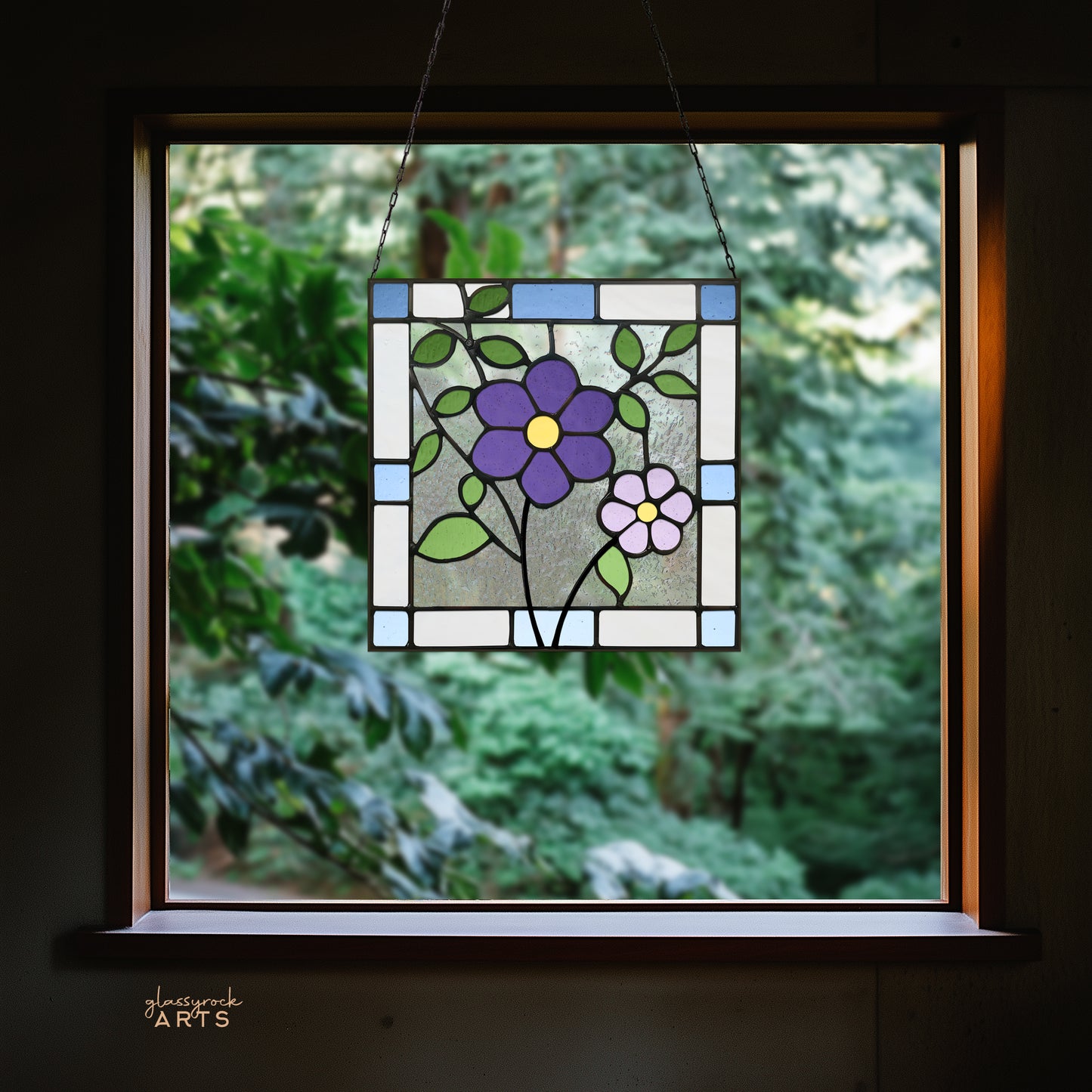 Floral Square Stained Glass Pattern