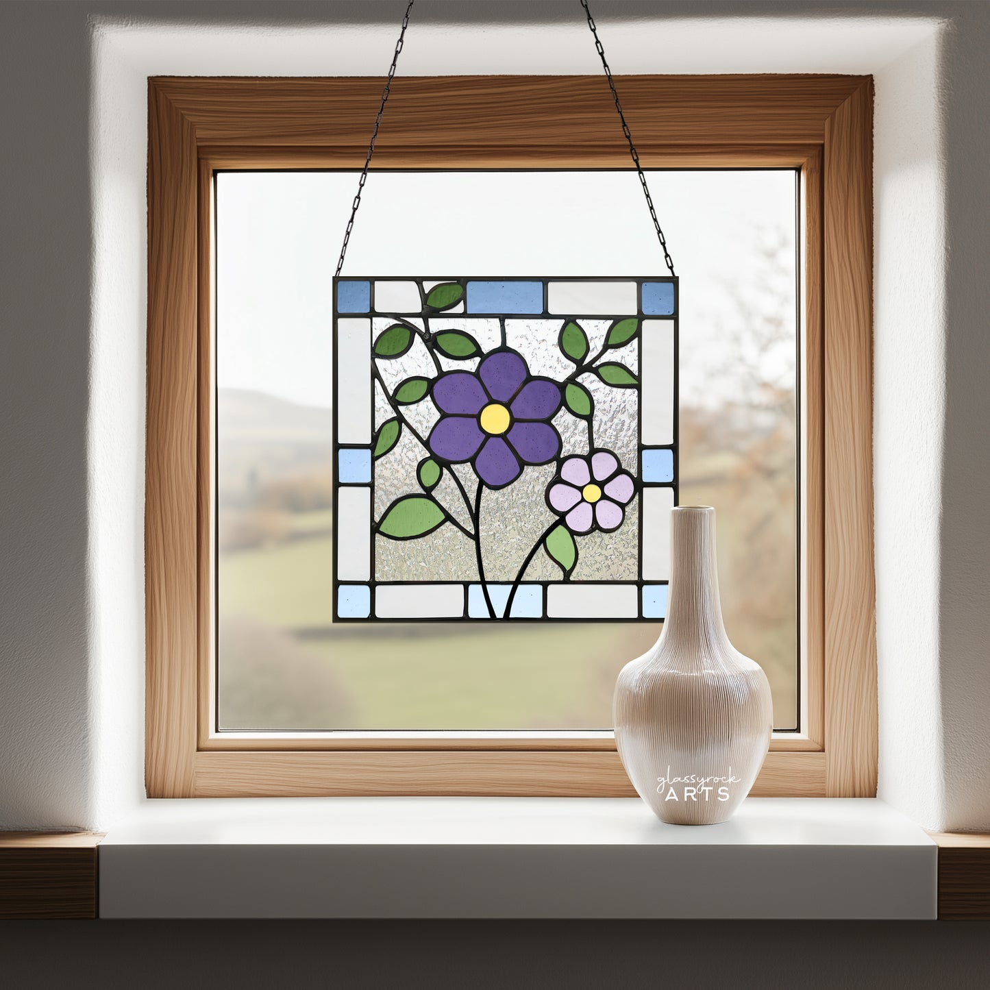Floral Square Stained Glass Pattern