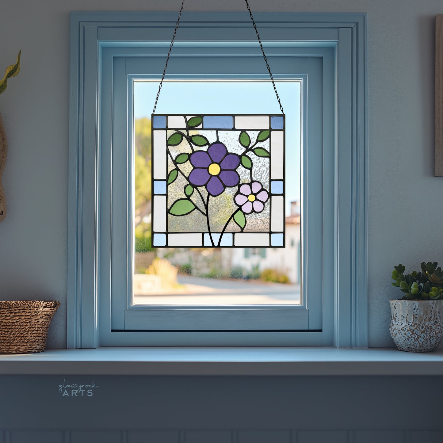 Floral Square Stained Glass Pattern