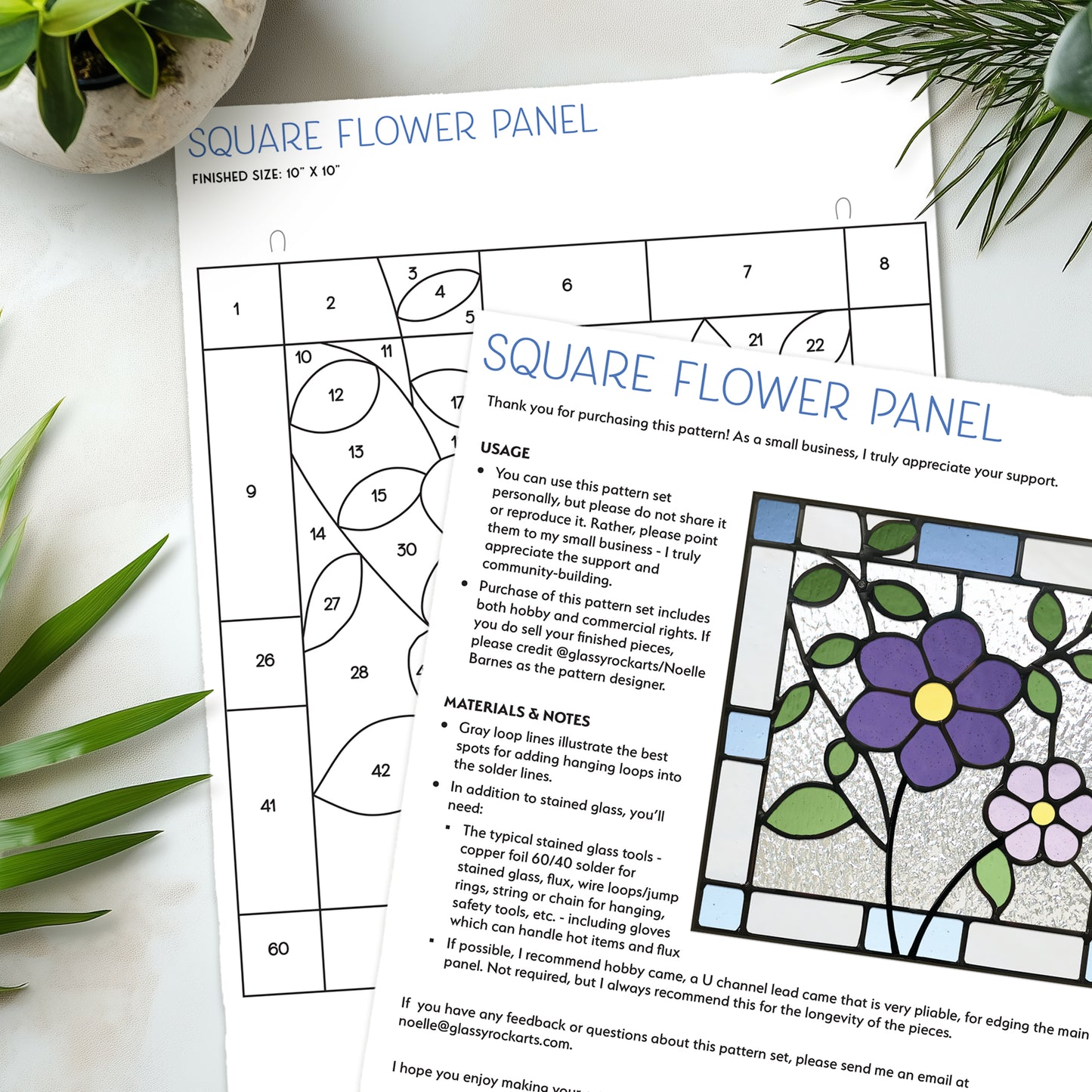 Floral Square Stained Glass Pattern
