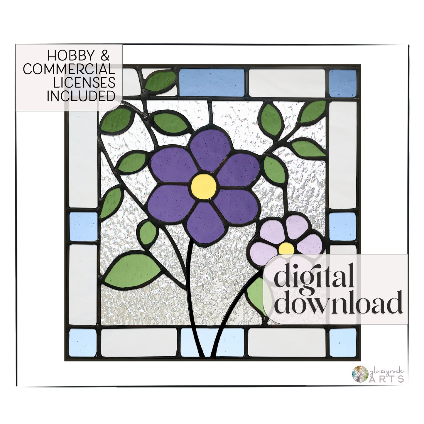 Floral Square Stained Glass Pattern
