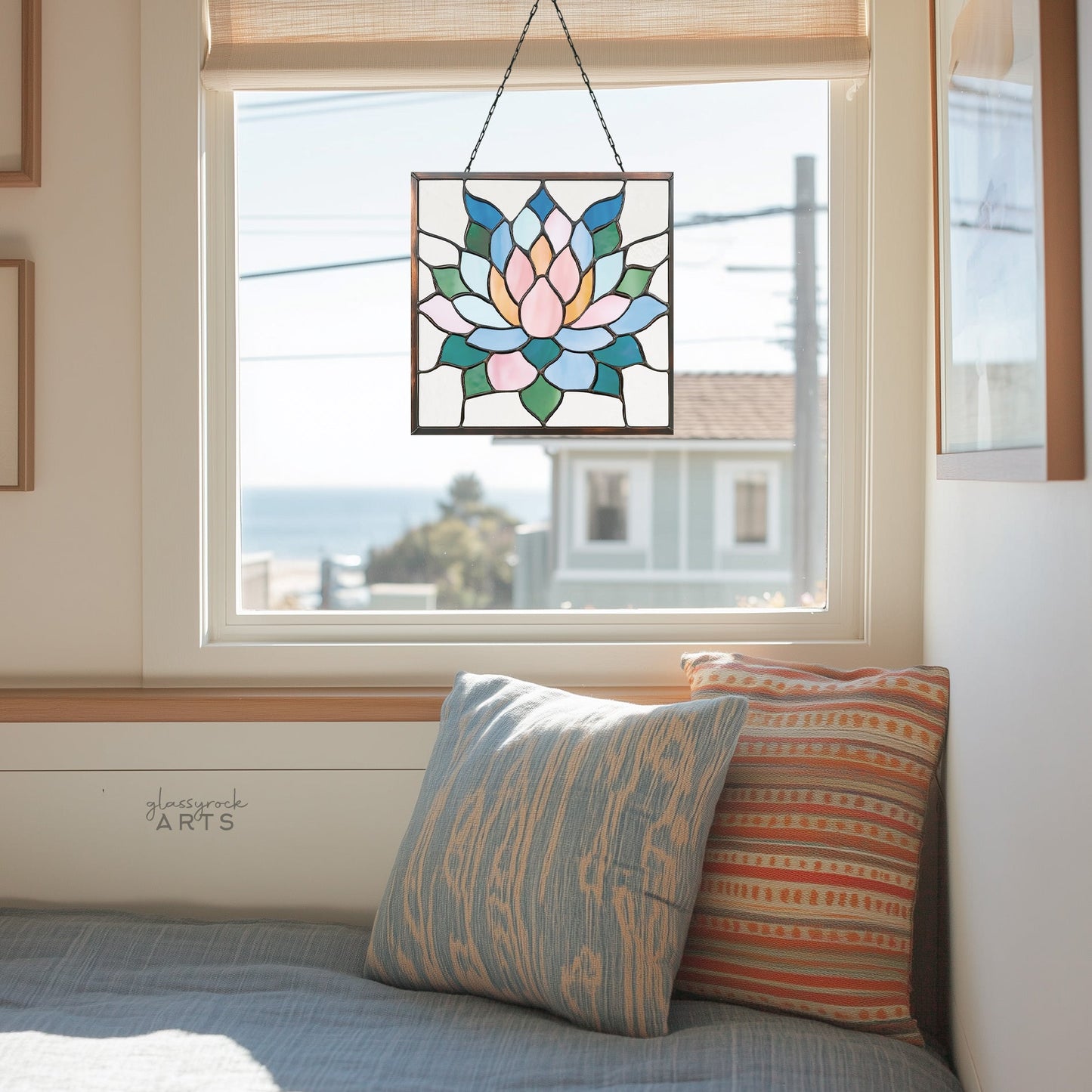 Square Succulent Panel Stained Glass Pattern