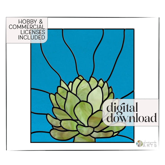 Echeveria Succulent Stained Glass Panel Pattern