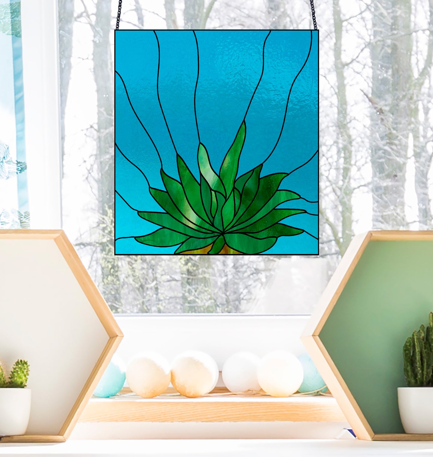 Gasteria Succulent Stained Glass Panel Pattern