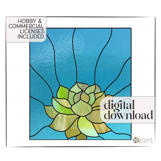 Stained Glass Succulent Panel Pattern
