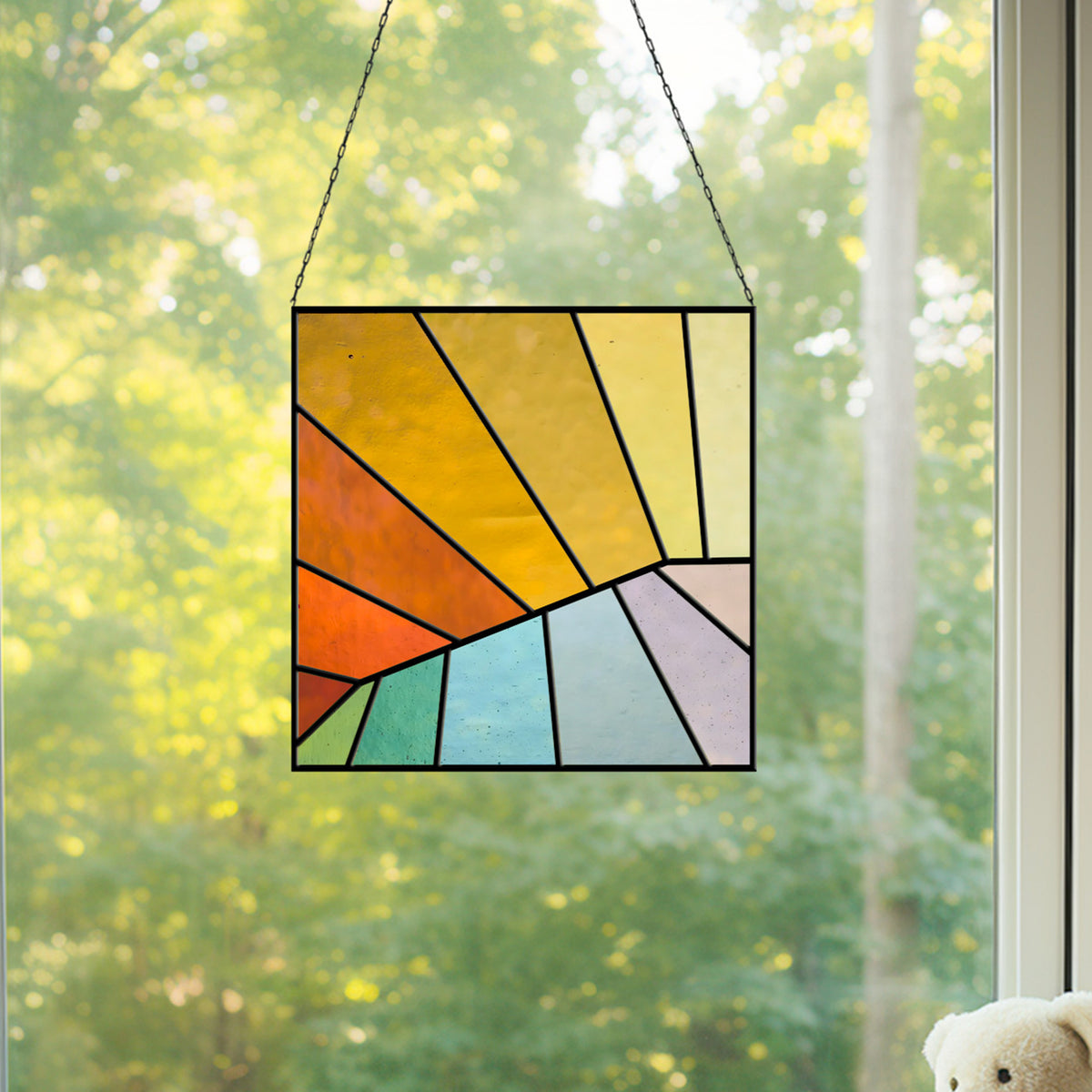 Beginner Square Abstract Rainbow Stained Glass Pattern - Crafting Patterns & Molds from GlassyRock Arts