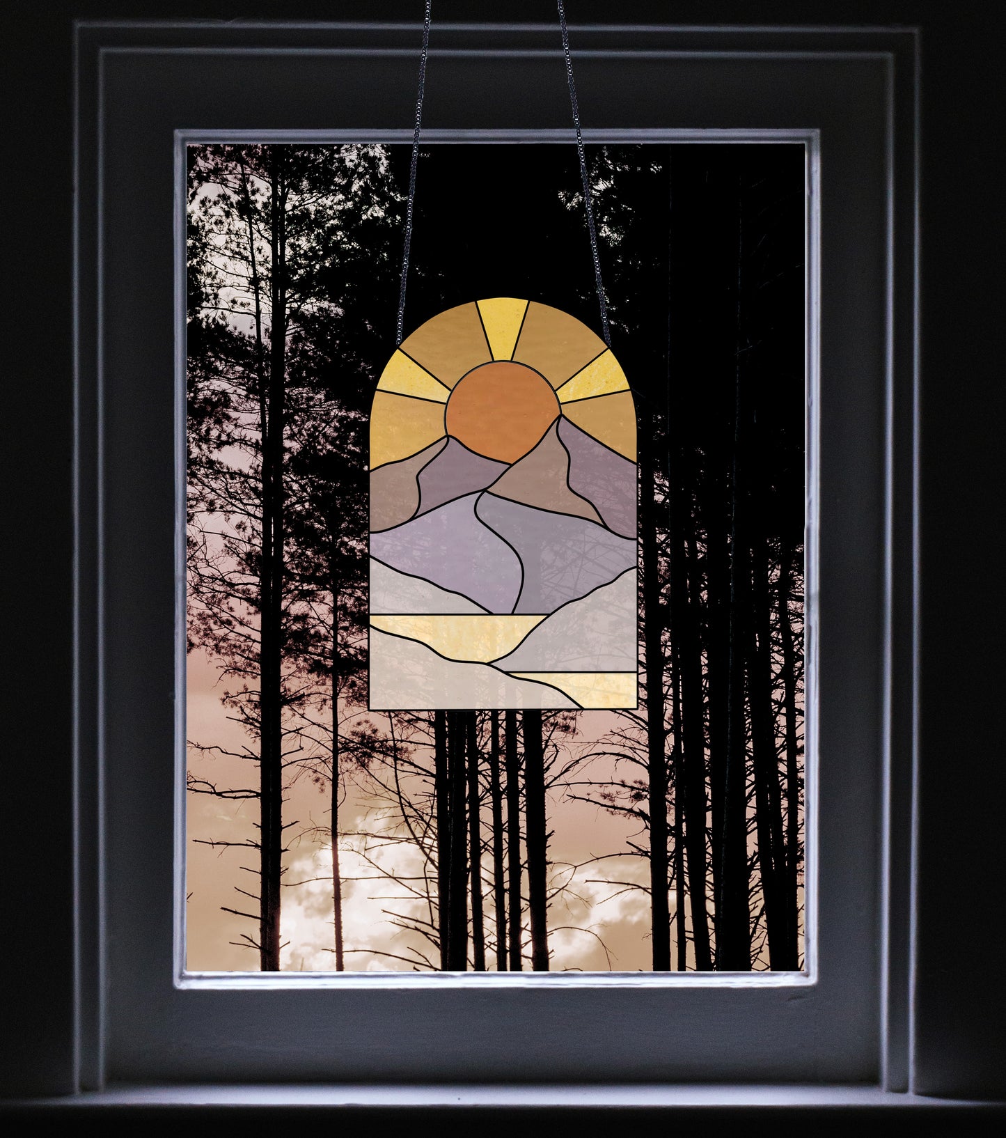 Boho Landscape Stained Glass Pattern