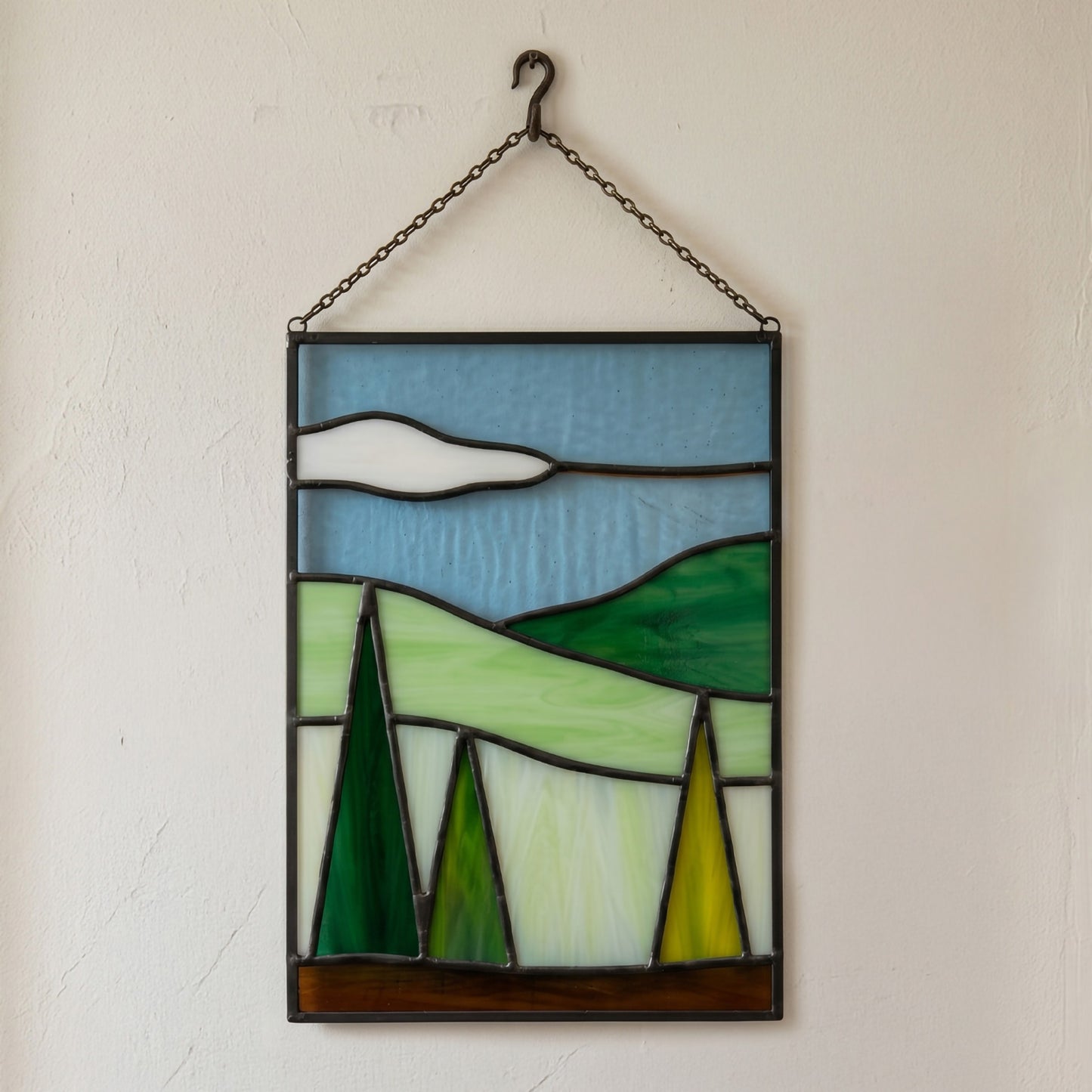 Simple Landscape Stained Glass Pattern, PNG, SVG