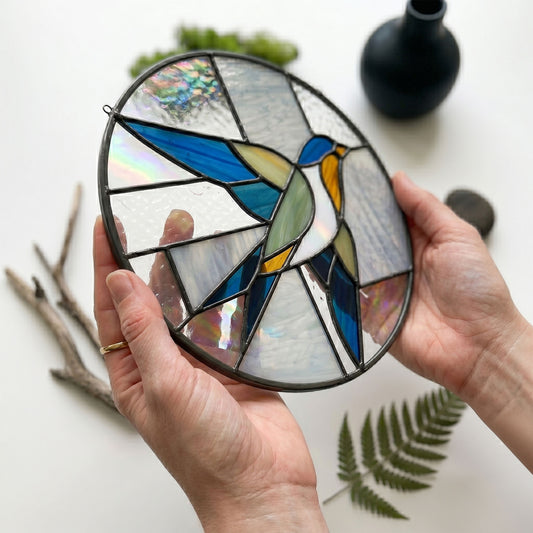Barnswallow Round Stained Glass Pattern with SVG and PNG