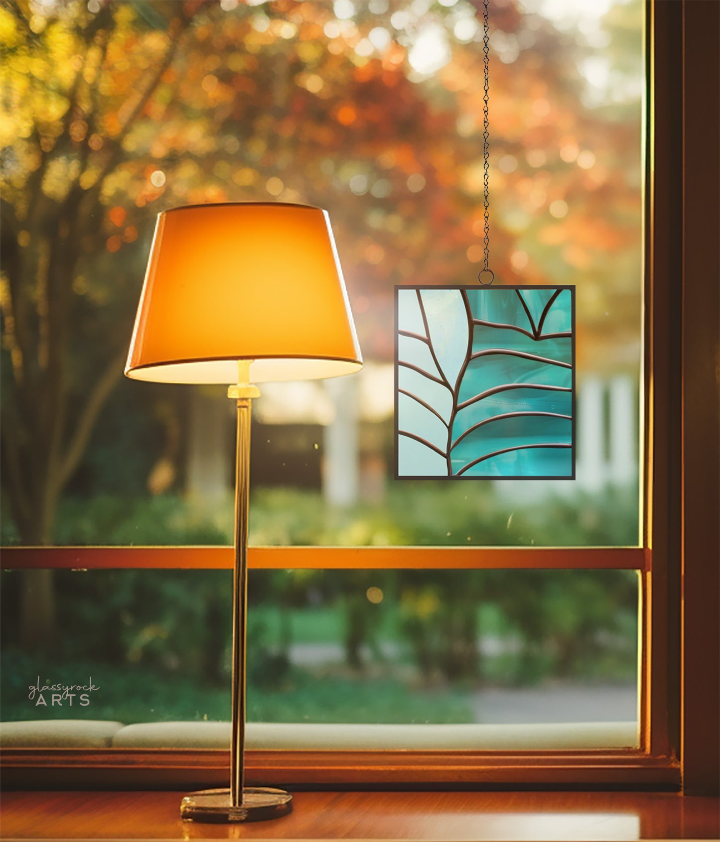 Modern Leaves Stained Glass Square Pattern