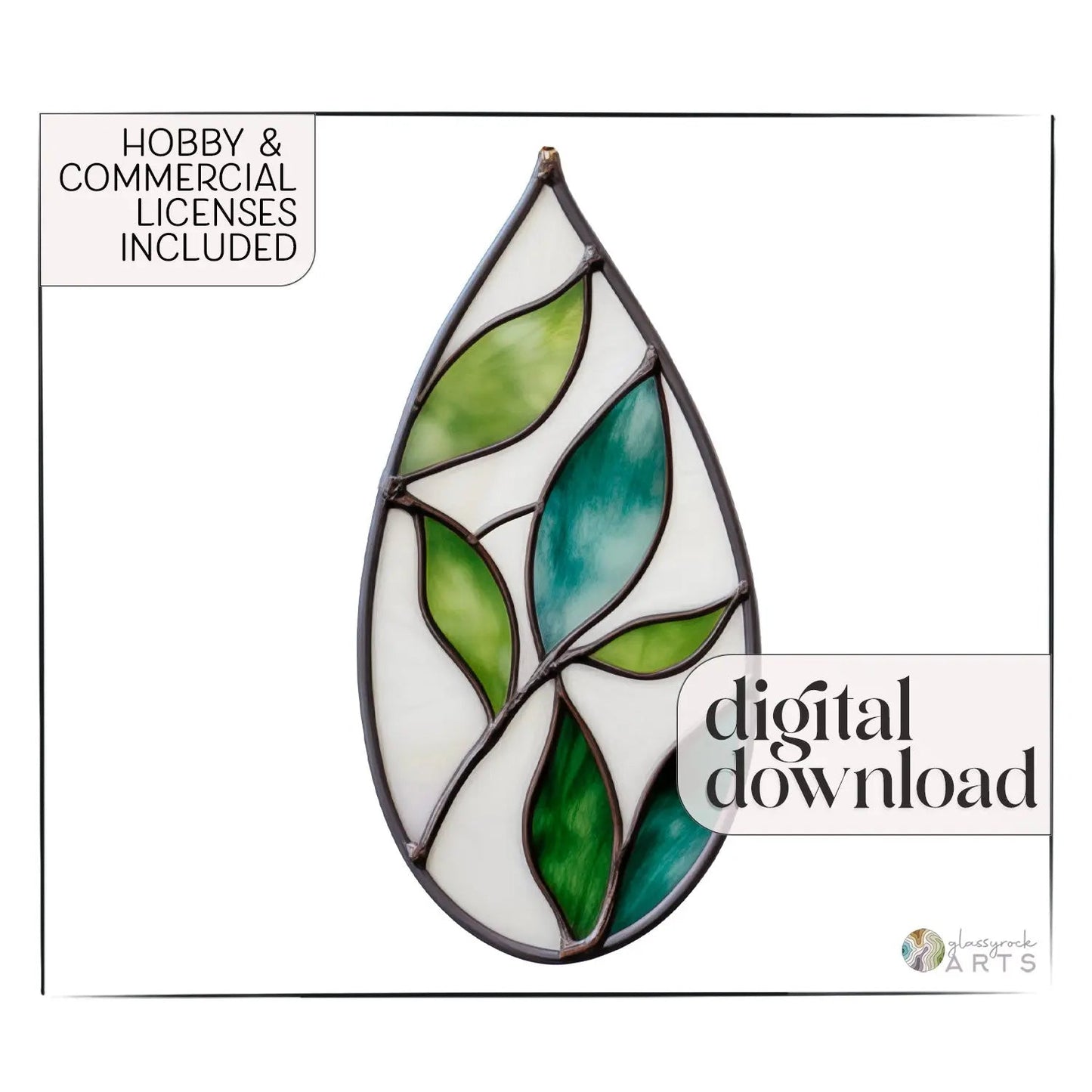 Teardrop Plant Stained Glass Leaves Pattern