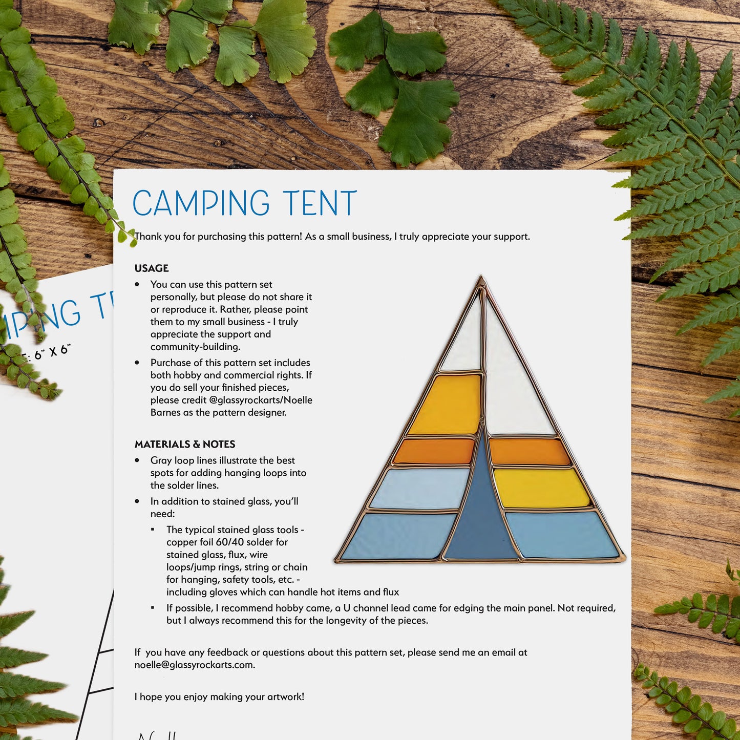Camping Tent Stained Glass Pattern and PNG