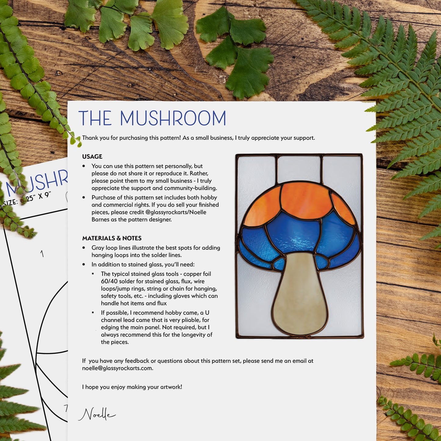 Mushroom Stained Glass Pattern and PNG