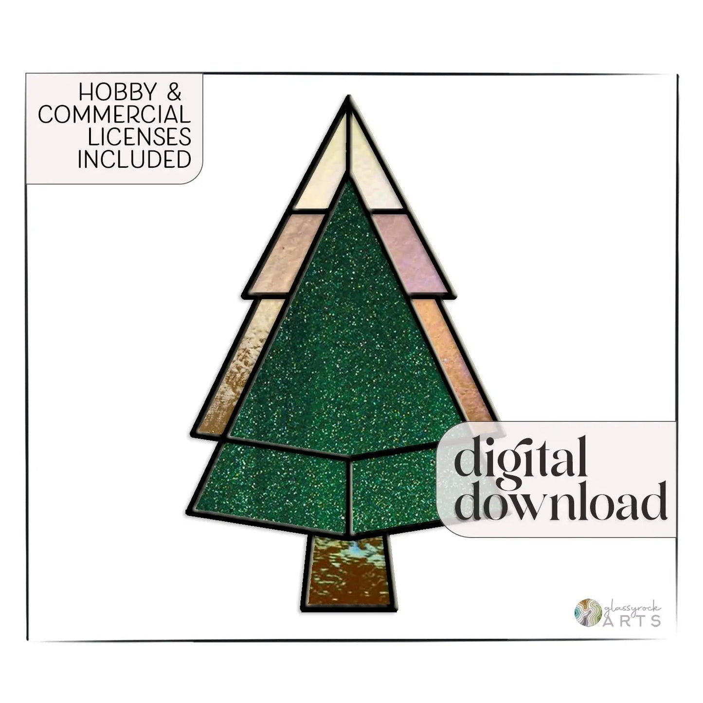 Christmas Tree Stained Glass Pattern (Triangle)