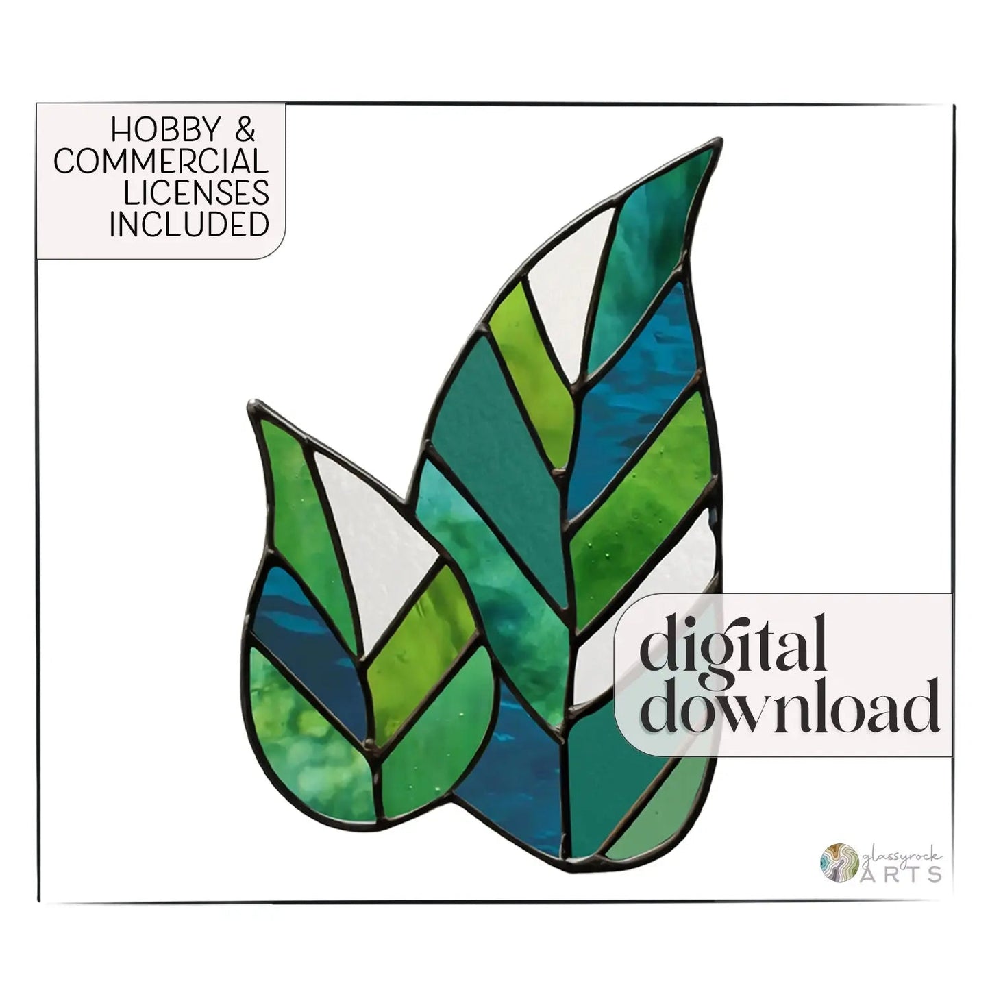 Two Mod Leaves Stained Glass Pattern