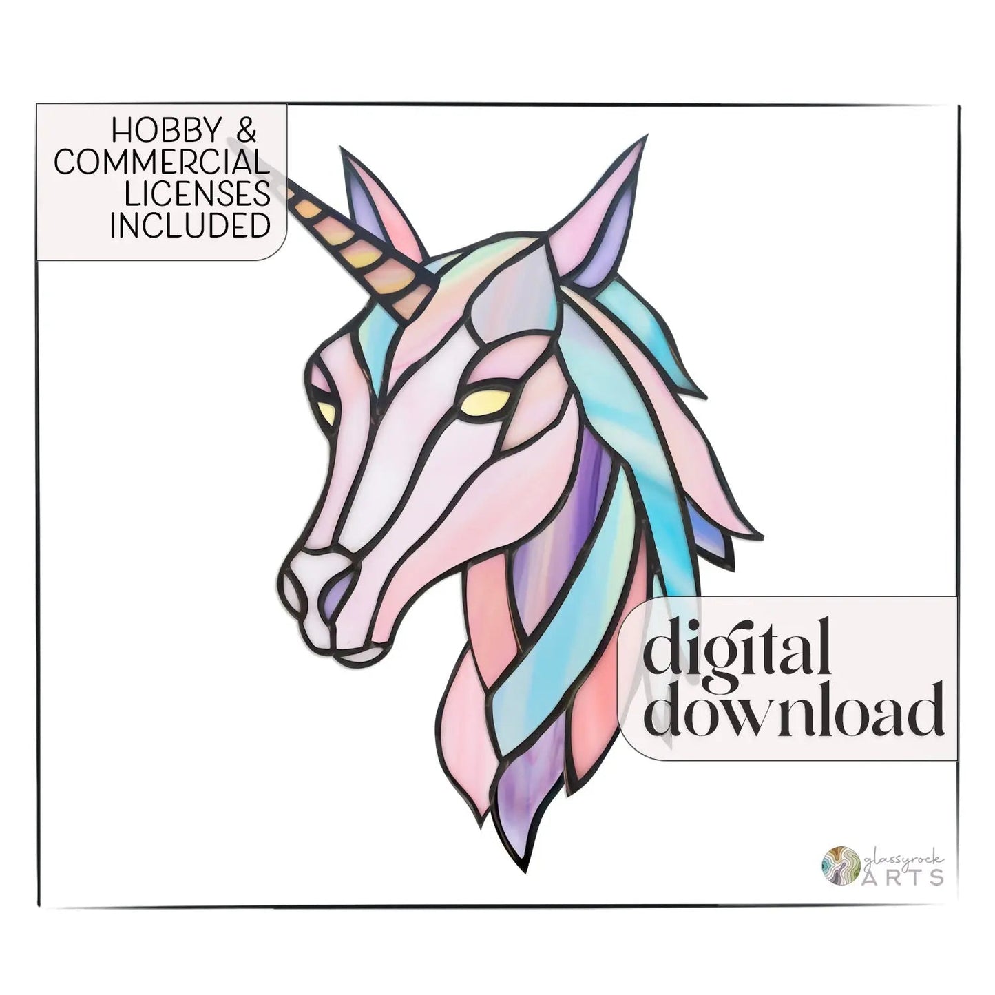 Ethereal Unicorn Stained Glass Pattern